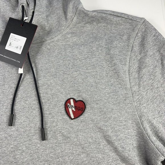 Inimigo Mens Hoodie Embroidery Grey Sweater Red Heart Logo Supima Cotton 4XL New - Picture 4 of 12
